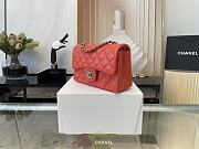 Chanel Flap Bag Lambskin Orange Silver Hardware Size 20 cm - 5