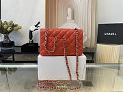 Chanel Flap Bag Lambskin Orange Silver Hardware Size 20 cm - 4