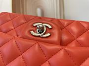 Chanel Flap Bag Lambskin Orange Silver Hardware Size 20 cm - 3