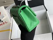 Chanel Flap Bag Caviar Green Silver Hardware Size 20 cm - 2