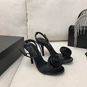 YSL Ivy Flower 100 Black Satin Sandal - 6