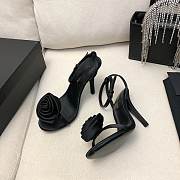 YSL Ivy Flower 100 Black Satin Sandal - 2