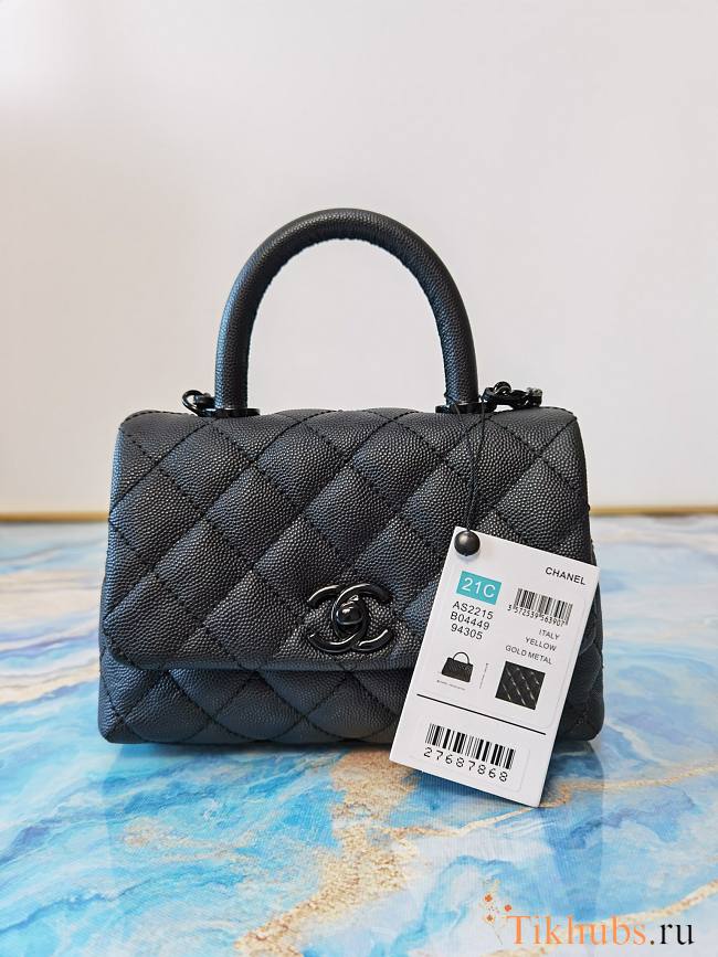 Chanel Coco Extra Mini Handle Caviar Bag Black Hardware Size 13×19×9 cm - 1