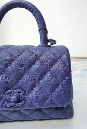 Chanel Coco Extra Mini Handle Caviar Bag Purple Hardware Size 13×19×9 cm - 3