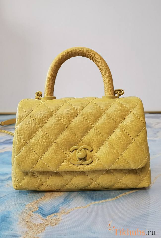 Chanel Coco Extra Mini Handle Bag Yellow Hardware Size 13×19×9 cm - 1