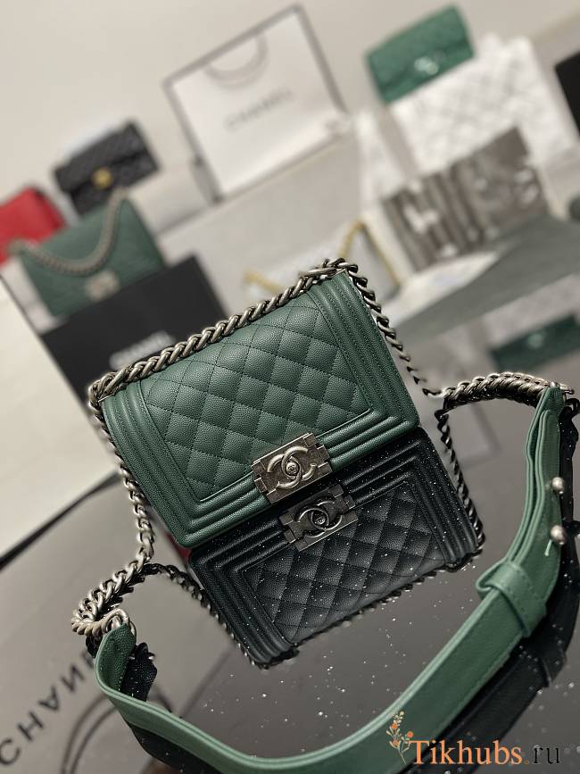 Chanel Leboy Calfskin Green Silver Hardware 67085 Size 20 cm - 1