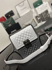 Chanel Leboy Calfskin White Silver Hardware 67085 Size 20 cm - 1