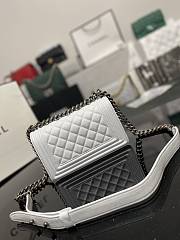 Chanel Leboy Calfskin White Silver Hardware 67085 Size 20 cm - 6