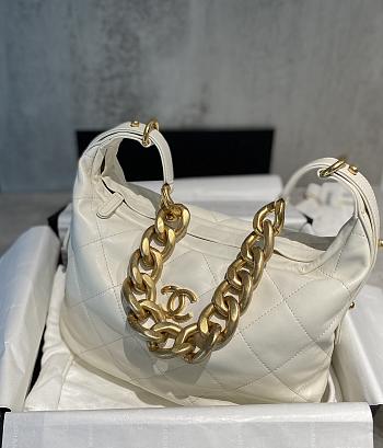 Chanel Hobo Shopping Bag 2022 White Size 28 x 17 x 9 cm