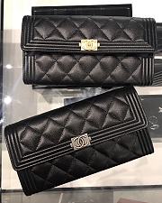 Chanel Leboy Calfskin Leather Black Long Wallets Size 19 x 10 x 3 cm  - 2