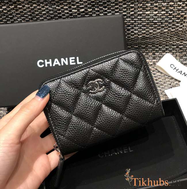 Chanel Classic Wallet Silver Hardware Size 7.5 x 11.2 cm - 1