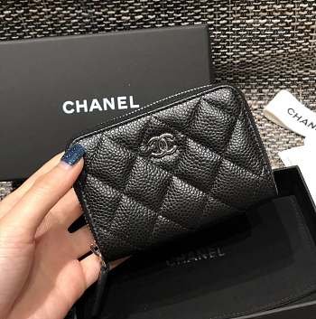 Chanel Classic Wallet Silver Hardware Size 7.5 x 11.2 cm