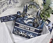 Dior Lady D-Lite Bag Blue Tree Embroidery Size 24 cm - 1