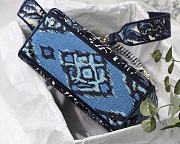 Dior Lady D-Lite Bag Blue Tree Embroidery Size 24 cm - 6