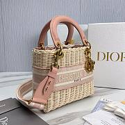 Dior Medium Lady Natural Wicker Bag Pink M0565 Size 24 x 20 x 11 cm - 2