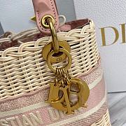 Dior Medium Lady Natural Wicker Bag Pink M0565 Size 24 x 20 x 11 cm - 4