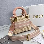 Dior Medium Lady Natural Wicker Bag Pink M0565 Size 24 x 20 x 11 cm - 5