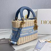 Dior Medium Lady Natural Wicker Bag Blue M0565 Size 24 x 20 x 11 cm - 6