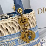 Dior Medium Lady Natural Wicker Bag Blue M0565 Size 24 x 20 x 11 cm - 5