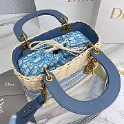 Dior Medium Lady Natural Wicker Bag Blue M0565 Size 24 x 20 x 11 cm - 4