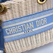 Dior Medium Lady Natural Wicker Bag Blue M0565 Size 24 x 20 x 11 cm - 2