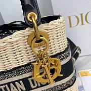 Dior Medium Lady Natural Wicker Bag Black M0565 Size 24 x 20 x 11 cm - 6