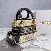 Dior Medium Lady Natural Wicker Bag Black M0565 Size 24 x 20 x 11 cm - 5