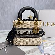 Dior Medium Lady Natural Wicker Bag Black M0565 Size 24 x 20 x 11 cm - 4