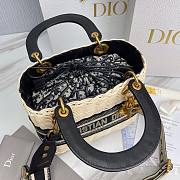 Dior Medium Lady Natural Wicker Bag Black M0565 Size 24 x 20 x 11 cm - 3