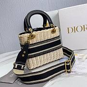 Dior Medium Lady Natural Wicker Bag Black M0565 Size 24 x 20 x 11 cm - 2