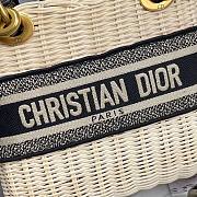 Dior Medium Lady Natural Wicker Bag White M0565 Size 24 x 20 x 11 cm - 6