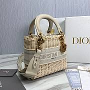 Dior Medium Lady Natural Wicker Bag White M0565 Size 24 x 20 x 11 cm - 3