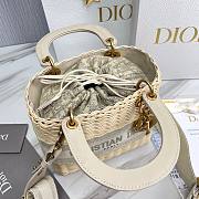 Dior Medium Lady Natural Wicker Bag White M0565 Size 24 x 20 x 11 cm - 2