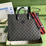 Gucci Medium Tote With Geometric Print In GG Supreme 674148  Black Size 37.5 × 33 × 15.5 cm - 1