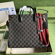 Gucci Medium Tote With Geometric Print In GG Supreme 674148  Black Size 37.5 × 33 × 15.5 cm - 2