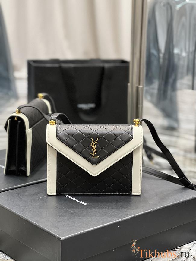 YSL Gaby Mini Satchel White Black 685574 20×14.5×4.5cm - 1