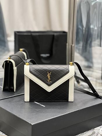 YSL Gaby Mini Satchel White Black 685574 20×14.5×4.5cm