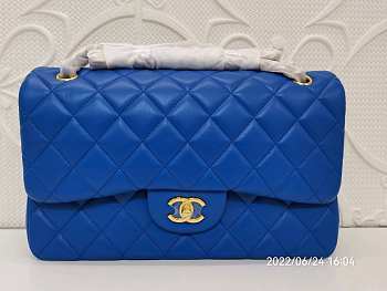 Modishbags Jumbo Flap Blue Bag With Silver Or Gold Hardware 30cm