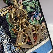 Dior Lady D-lite Blue Multicolor Embroidery 24cm - 5