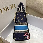 Dior Lady D-lite Blue Multicolor Embroidery 24cm - 2