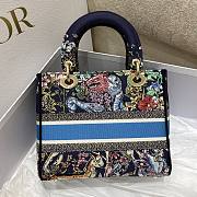 Dior Lady D-lite Blue Multicolor Embroidery 24cm - 3