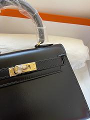 Hermes Kelly Black With Shoulder Strap 20cm - 3