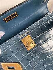 Hermes Crocodile Blue Mini Kelly Gold Hardware 19cm - 2