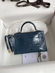 Hermes Crocodile Blue Mini Kelly Gold Hardware 19cm - 3