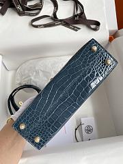 Hermes Crocodile Blue Mini Kelly Gold Hardware 19cm - 6