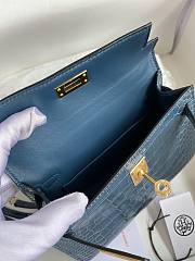 Hermes Crocodile Blue Mini Kelly Gold Hardware 19cm - 5