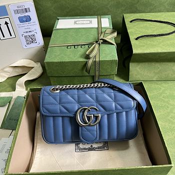 Gucci GG Marmont Matelassé Mini Blue Bag 23x14x6cm