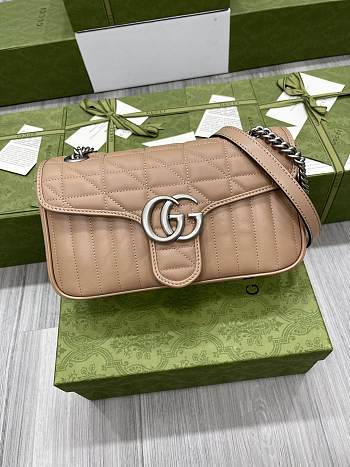 Gucci Marmont Rose Beige Matelassé Leather 26x15x7cm