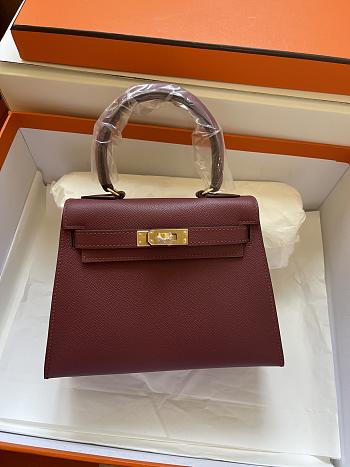 Hermes Kelly Wine Red With Shoulder Strap 20cm