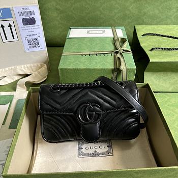 Gucci Marmont Black Hardware In Black Size 23 x 14 x 6 cm